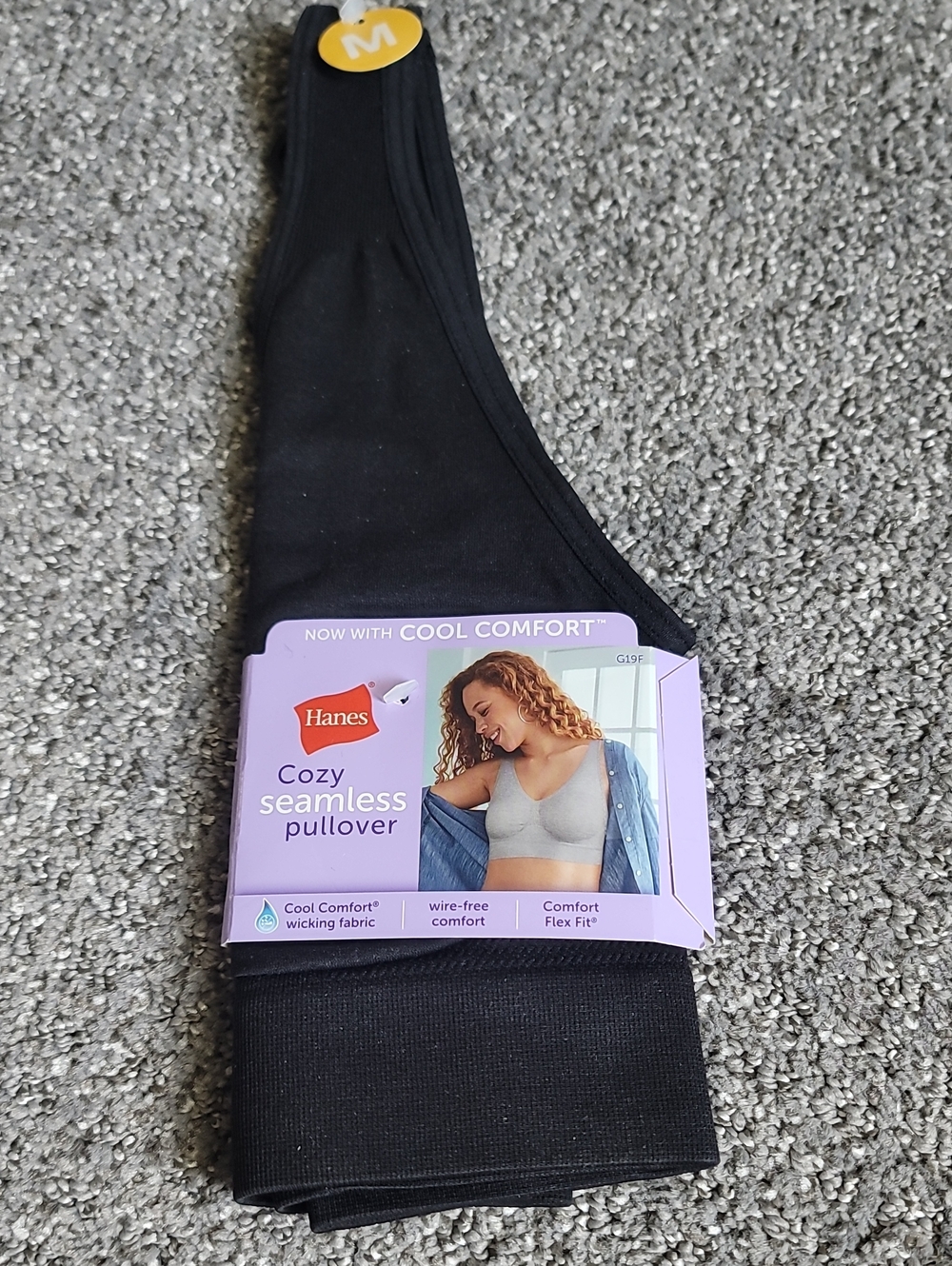 Hanes Get Cozy Bra Pullover Racerback Seamless Cool Comfort- Black Size M